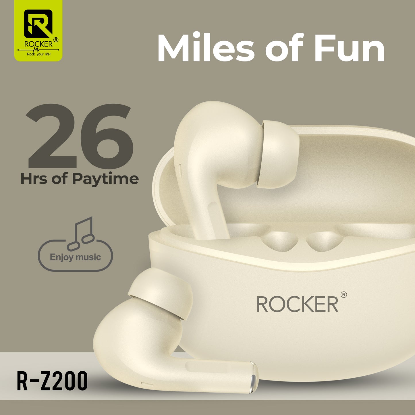R-Z200 Wireless Bluetooth Earbuds with ANC | Deep Bass, 40-Hour Battery &amp; Touch Control - Ideal for Music, Calls &amp; Sports
