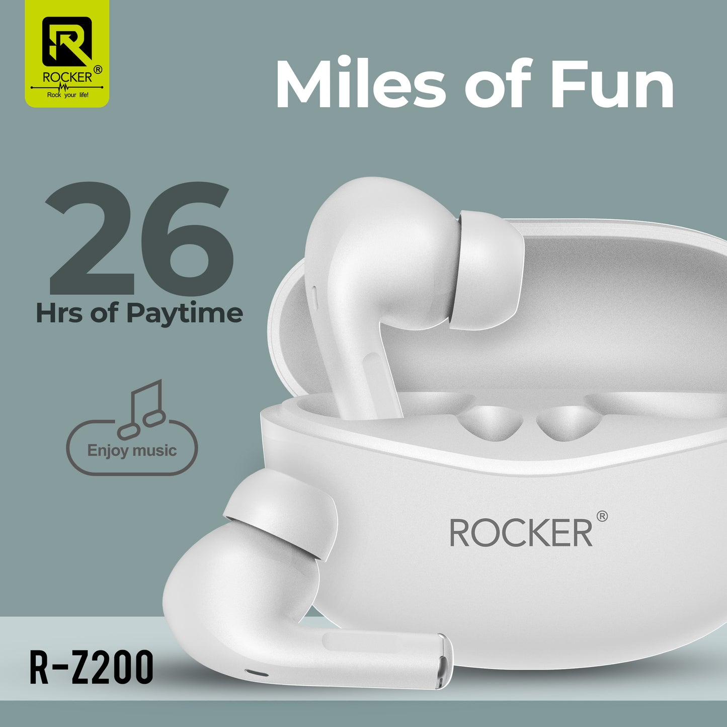 R-Z200 Wireless Bluetooth Earbuds with ANC | Deep Bass, 40-Hour Battery &amp; Touch Control - Ideal for Music, Calls &amp; Sports