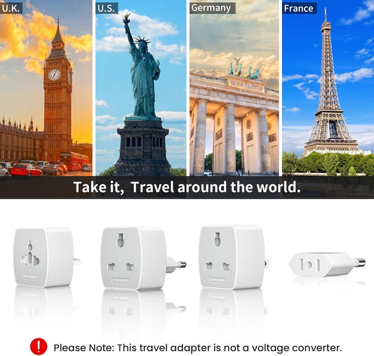 Rocker R-Z4 Universal Travel Adapter, All-in-One Plug for 224+ Countries, Compact & Lightweight, ABS VO Certified, Compatible with Mobile, Laptop, Tablet, Camera