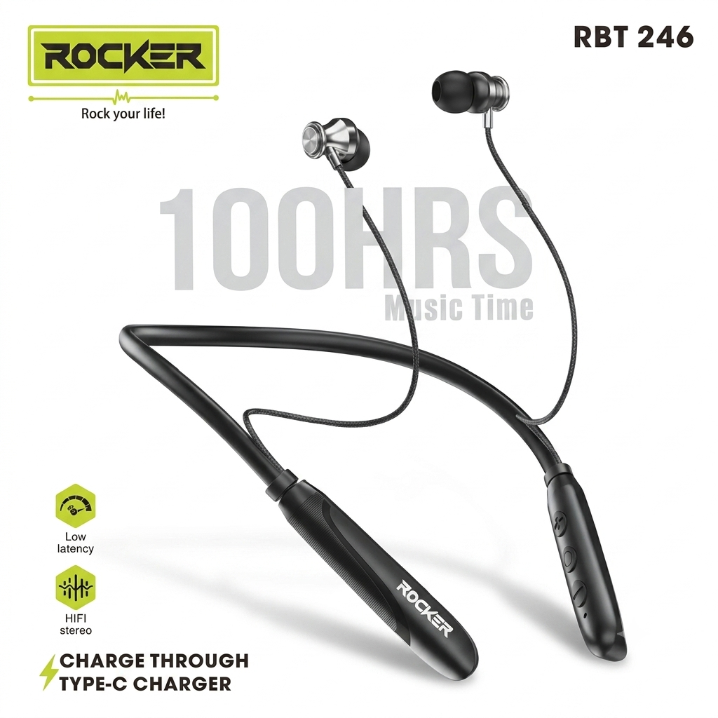 Rocker RBT 246 Bluetooth 5.3 Neckband | 100H Music Time