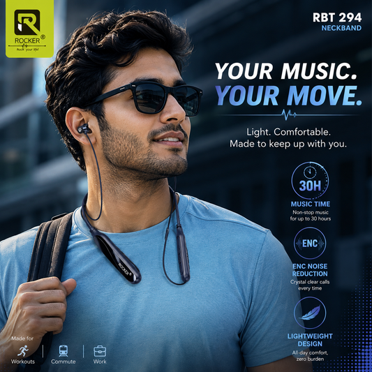 Rocker RBT 294 Bluetooth 5.4 Neckband | ENC | 30H Playtime