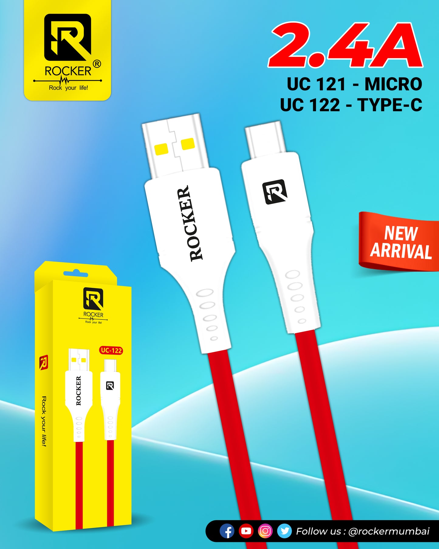 Rocker UC-122 , Micro to type C Cable